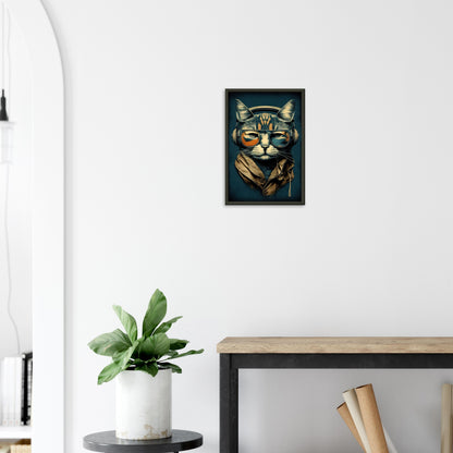 Retro Cat, Poster mit Alurahmen - Stiersbeste
