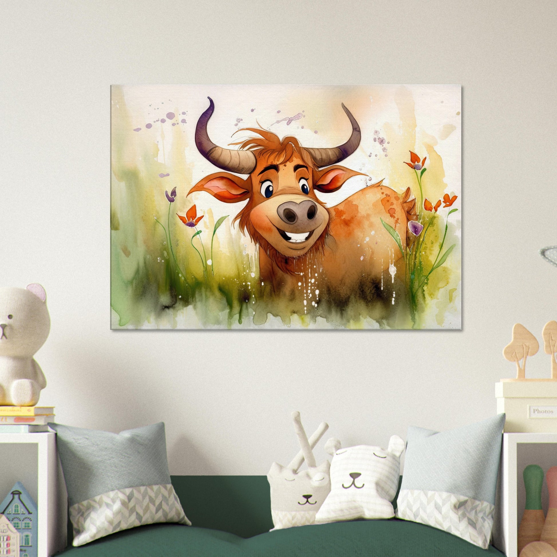 Blumiger Stier, Leinwanddruck - Stiersbeste