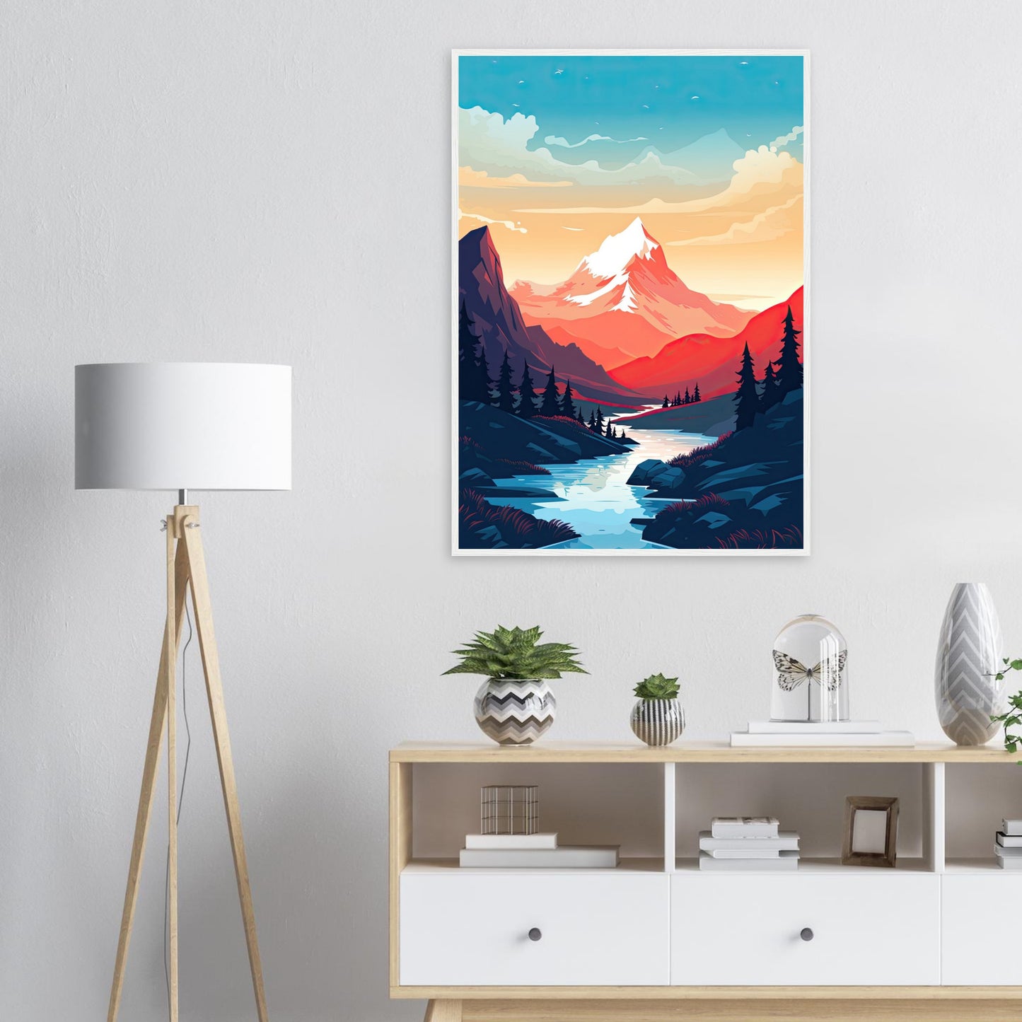 Bergsicht, Poster mit Holzrahmen - Stiers Beste