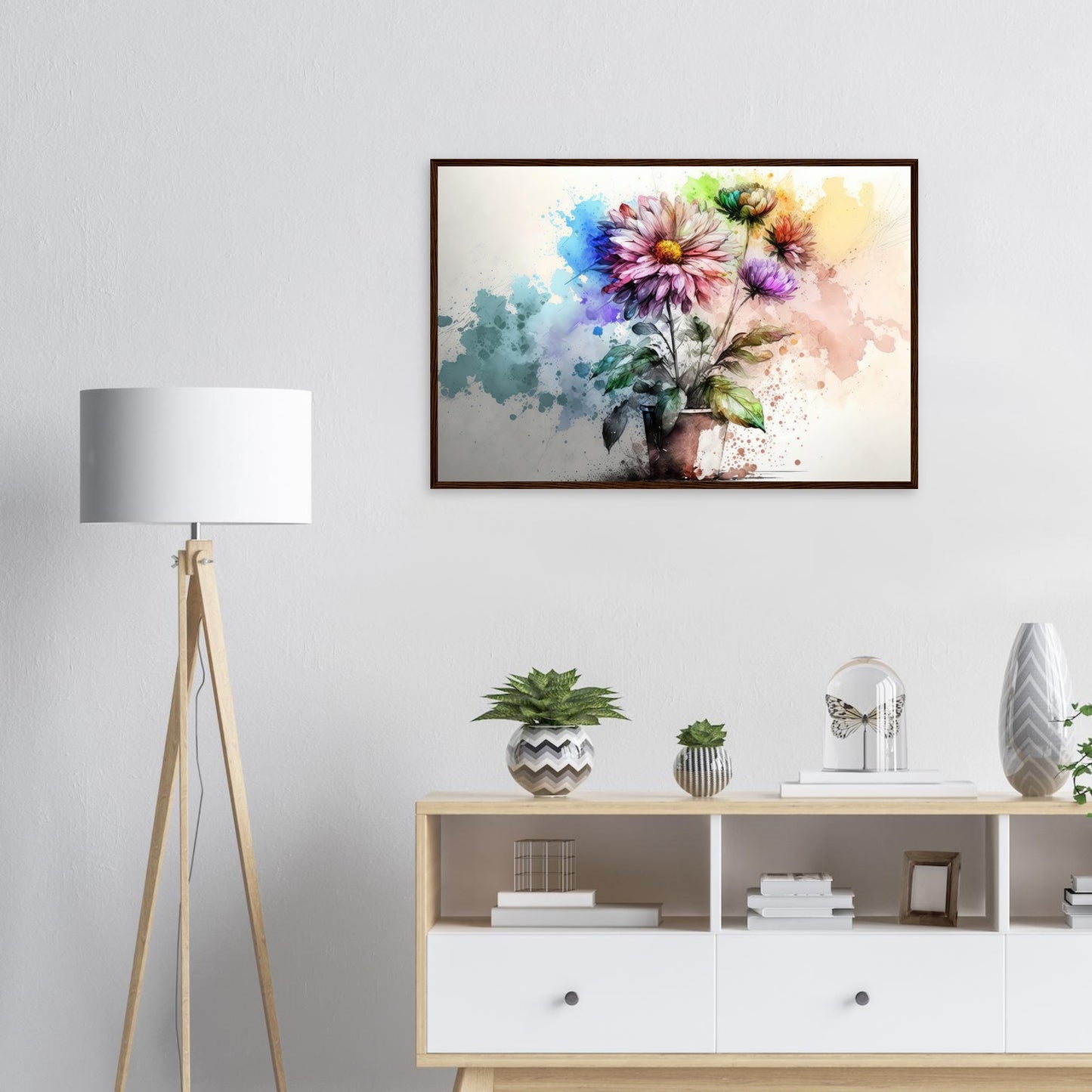 Fließende Blumenmelodie, Poster mit Holzrahmen - Stiersbeste