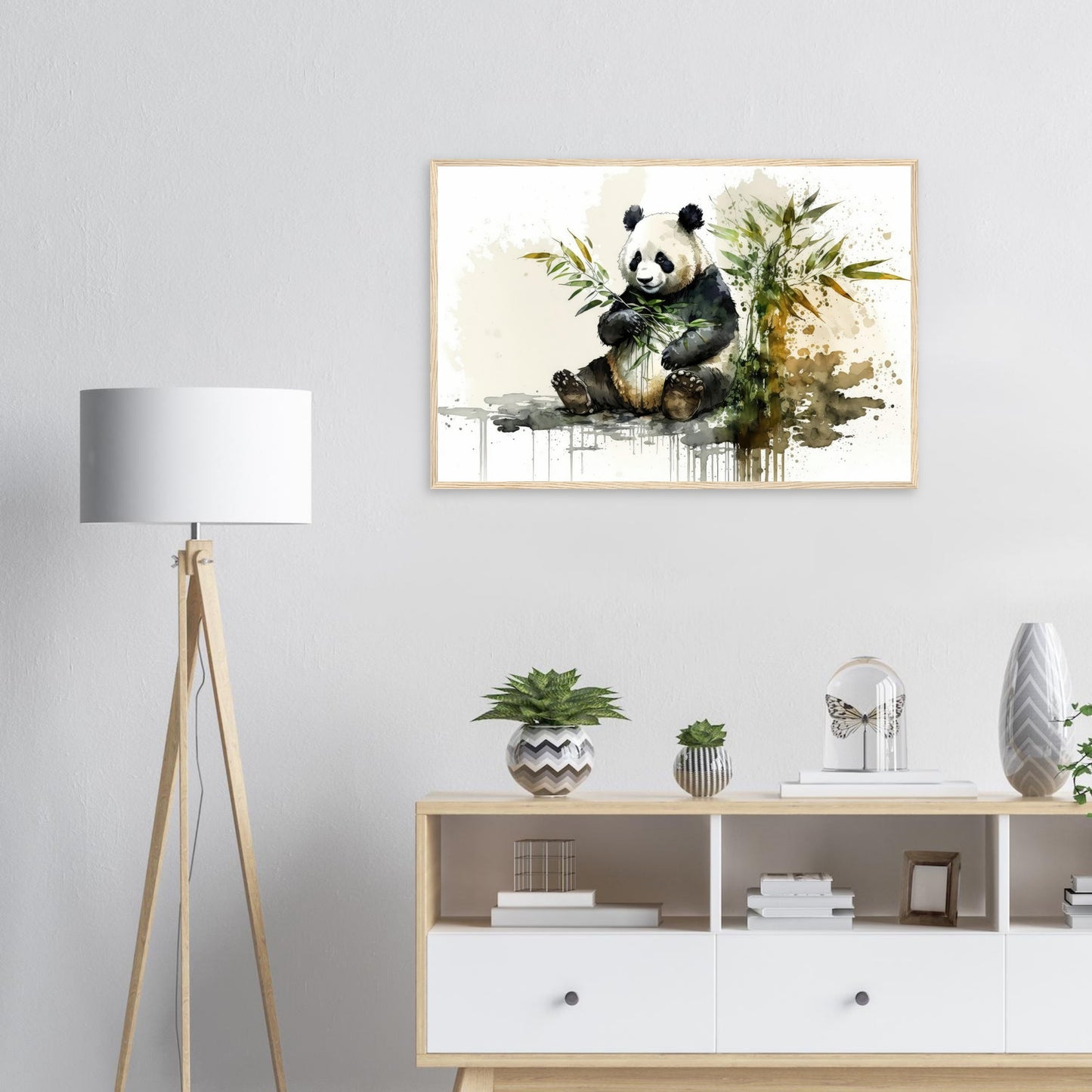 Sanfte Bambusbewohner, Poster mit Holzrahmen - Stiersbeste