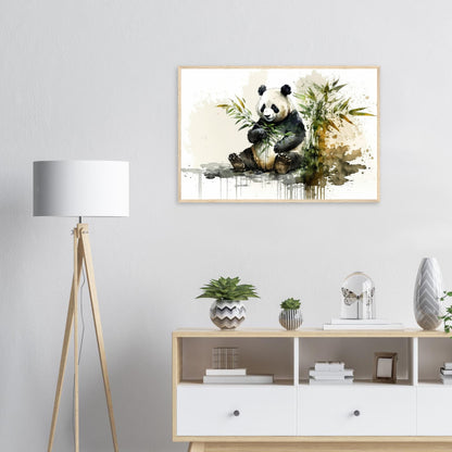 Sanfte Bambusbewohner, Poster mit Holzrahmen - Stiersbeste