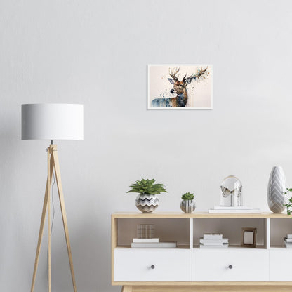 Anmut des Hirschs, Poster mit Holzrahmen - Stiersbeste