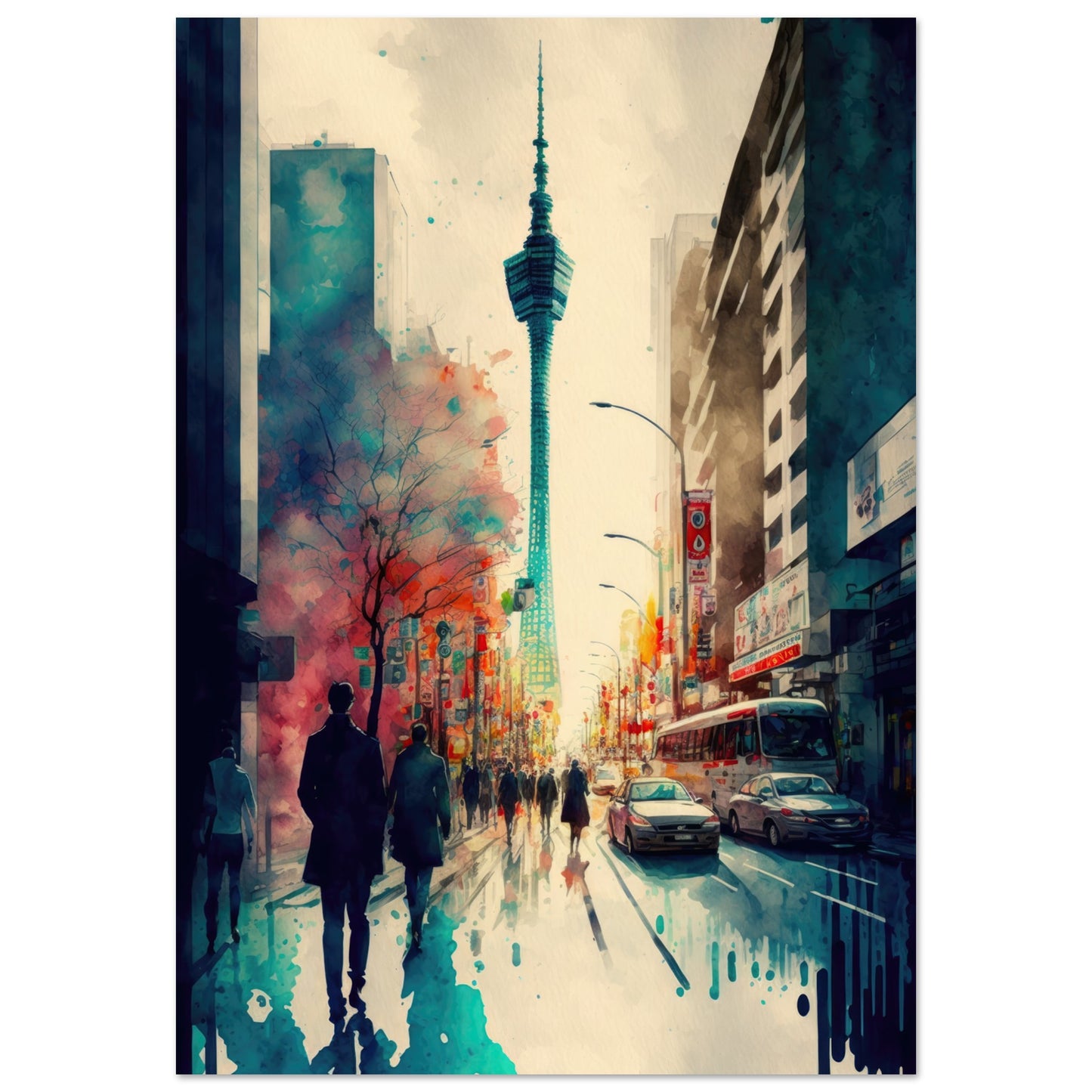 Lauf durch Tokyo, Aluminiumdruck - Stiersbeste