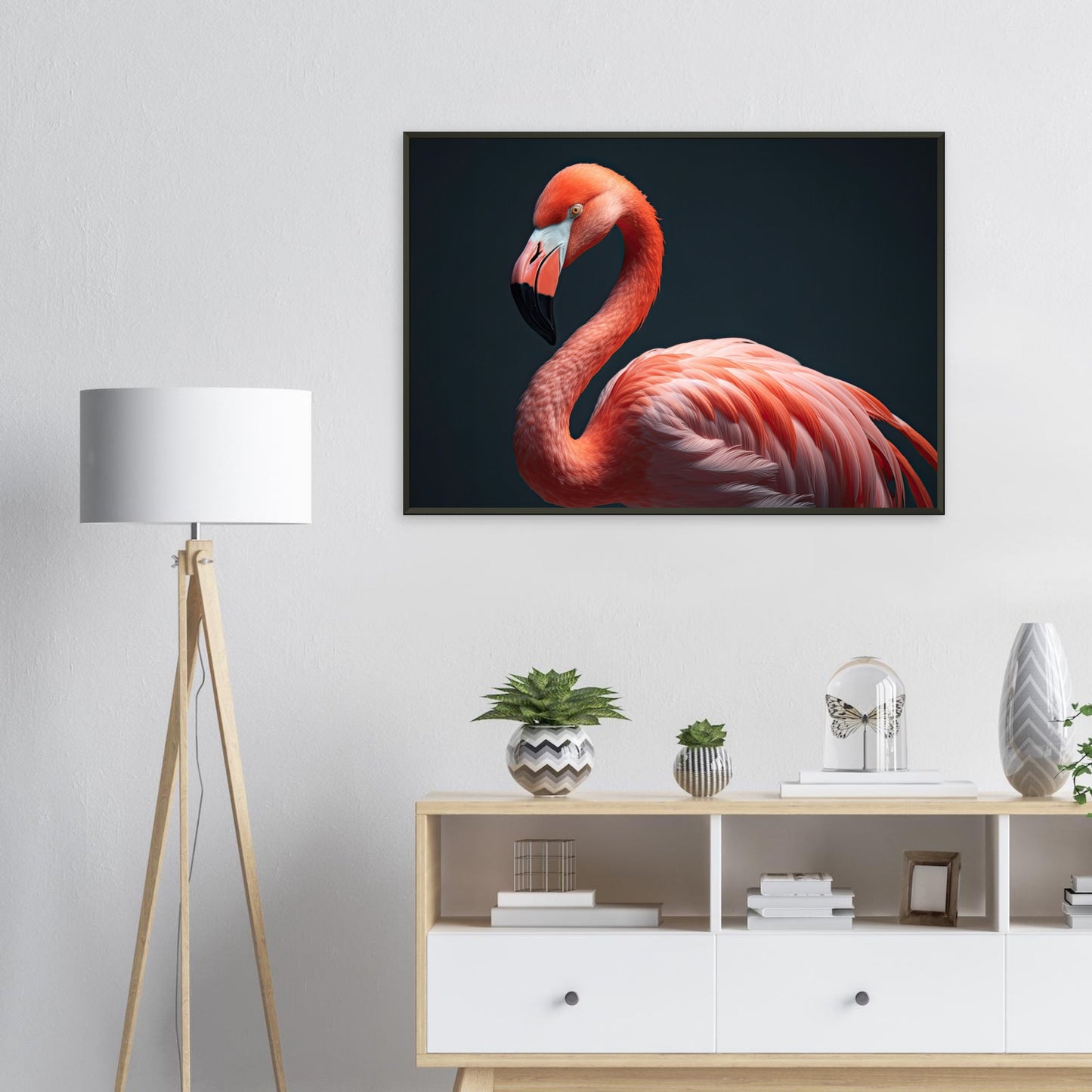 Flamingo in the Studio, Poster mit Alurahmen - Stiersbeste
