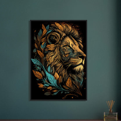Leaf Lion, Poster mit Holzrahmen - Stiersbeste