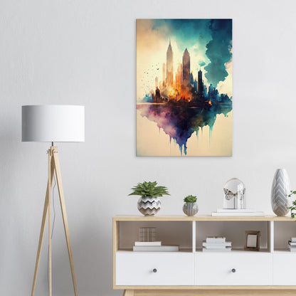 Farbexplosion Skyline, Leinwanddruck - Stiersbeste