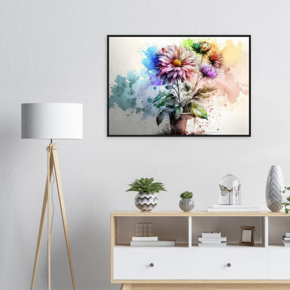 Fließende Blumenmelodie, Poster mit Holzrahmen - Stiersbeste