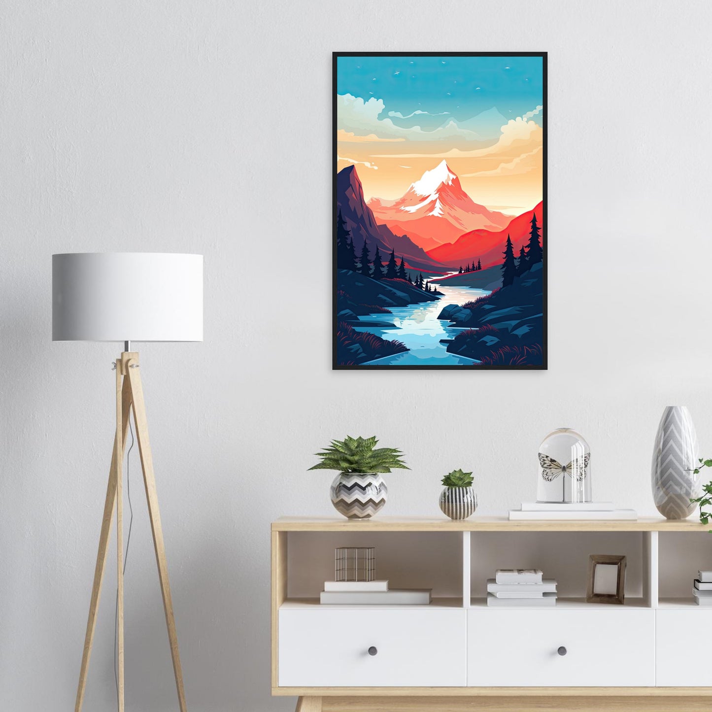 Bergsicht, Poster mit Holzrahmen - Stiers Beste