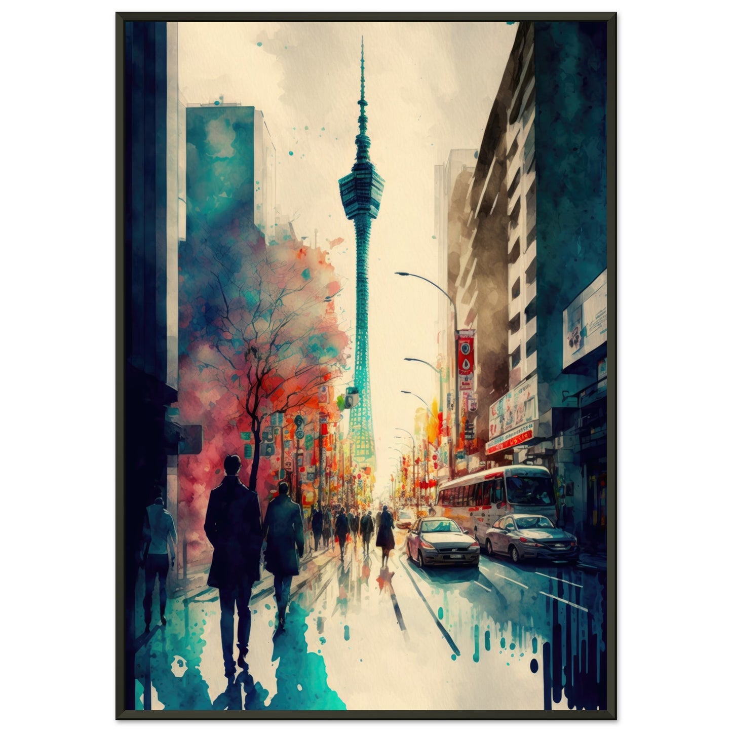 Lauf durch Tokyo, Poster mit Alurahmen - Stiersbeste