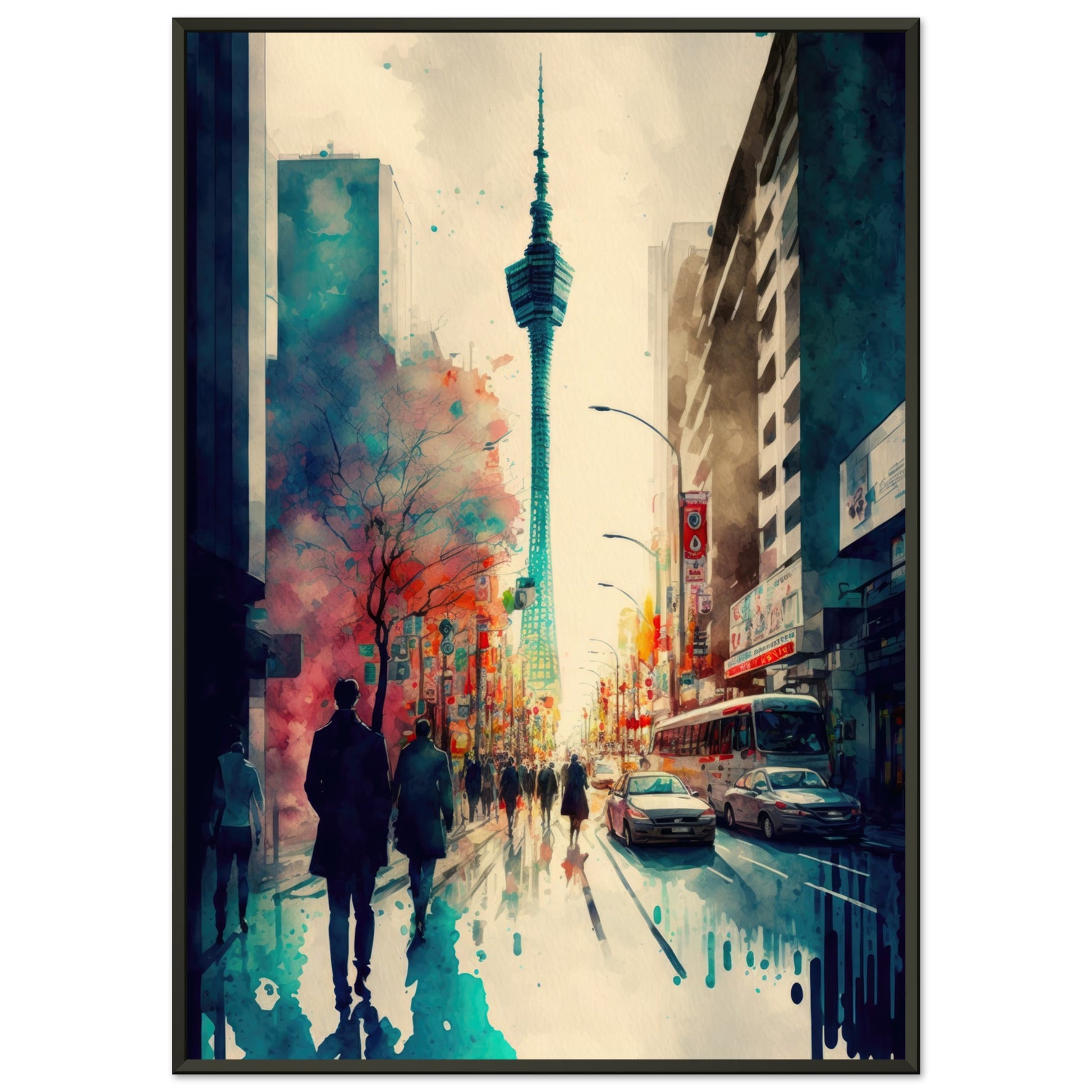 Lauf durch Tokyo, Poster mit Alurahmen - Stiersbeste