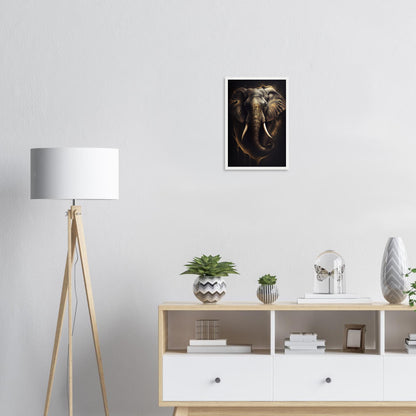 Goldener Blick des Elefanten, Poster mit Holzrahmen - Stiersbeste