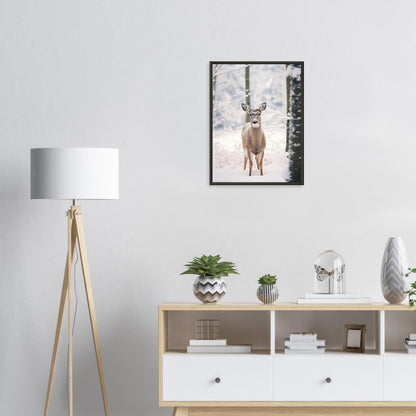 Verschneites Geweih, Poster mit Alurahmen - Stiers Beste