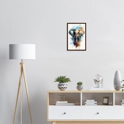 Elefant im Farbrausch, Poster mit Holzrahmen - Stiersbeste