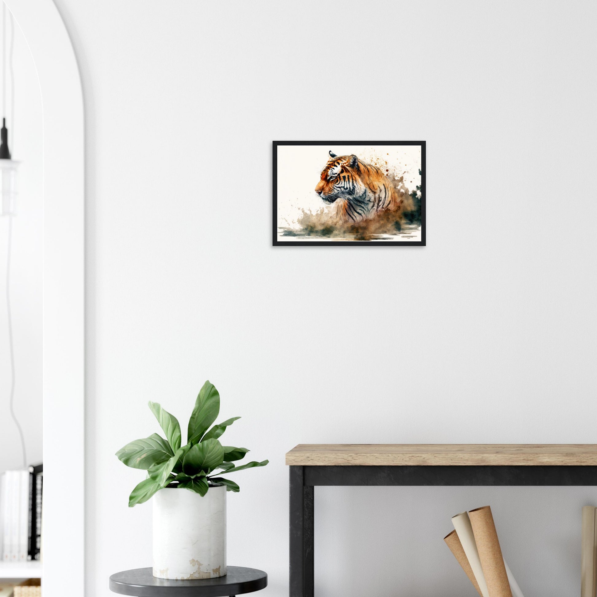 Faszination des Tigers, Poster mit Holzrahmen - Stiersbeste