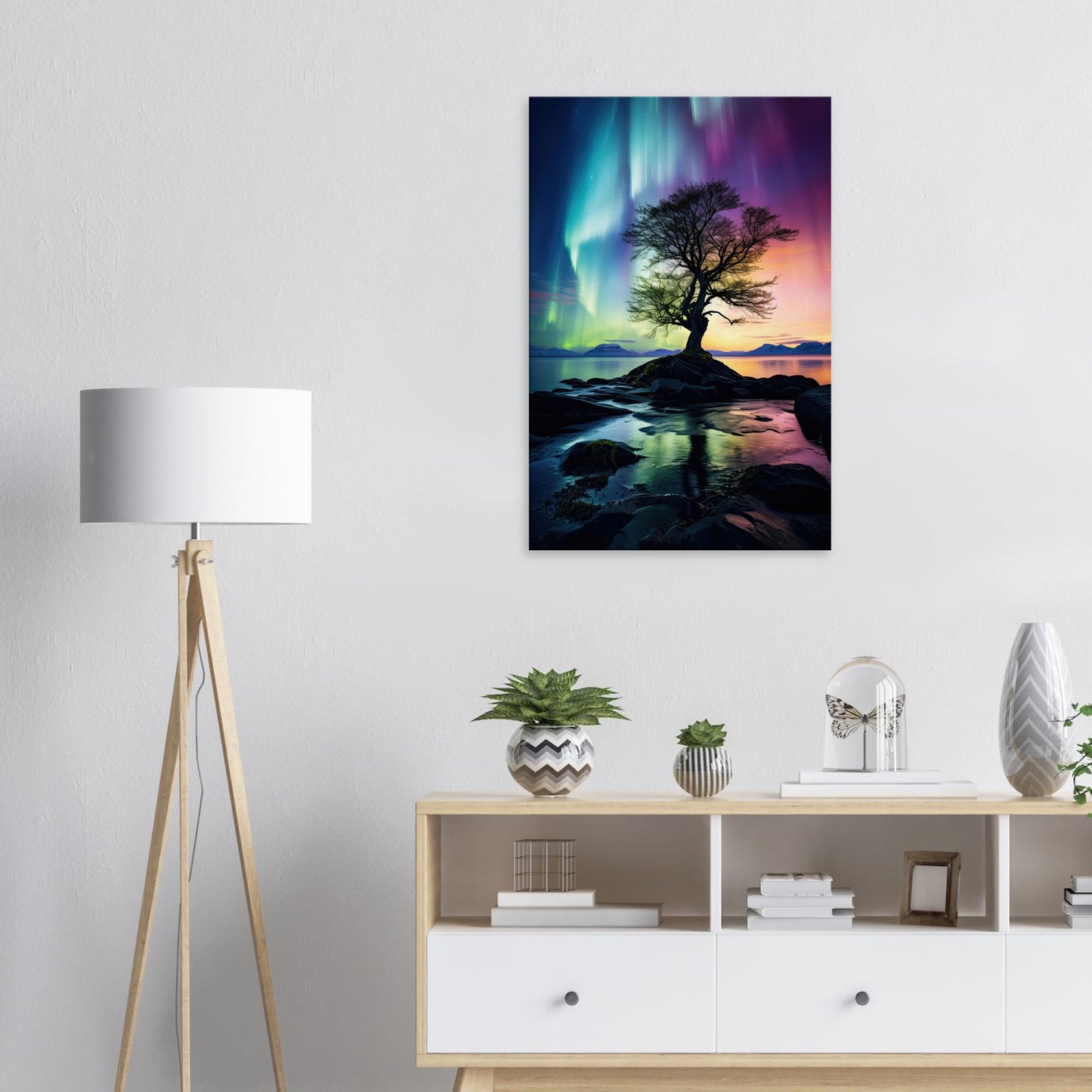 Polarlicht Baum, Leinwanddruck - Stiers Beste