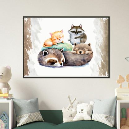 Pyjama Party, Poster mit Alurahmen - Stiersbeste
