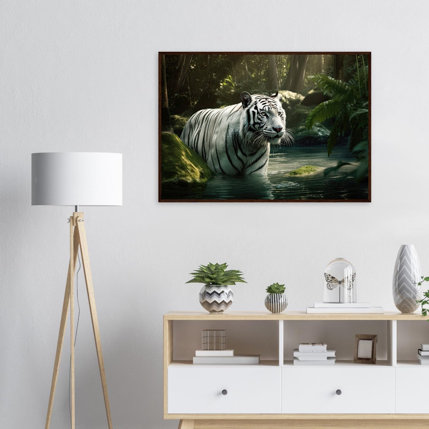 Tiger Bad, Poster mit Holzrahmen - Stiersbeste