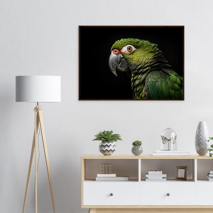 Papagei im Studio, Poster mit Holzrahmen - Stiersbeste