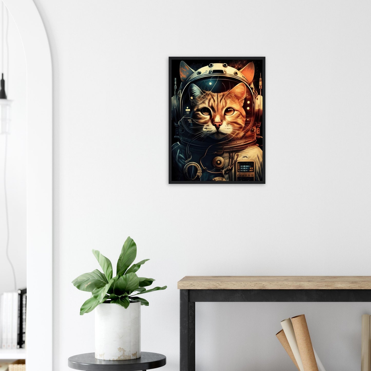 Space Cat, Poster mit Holzrahmen - Stiersbeste