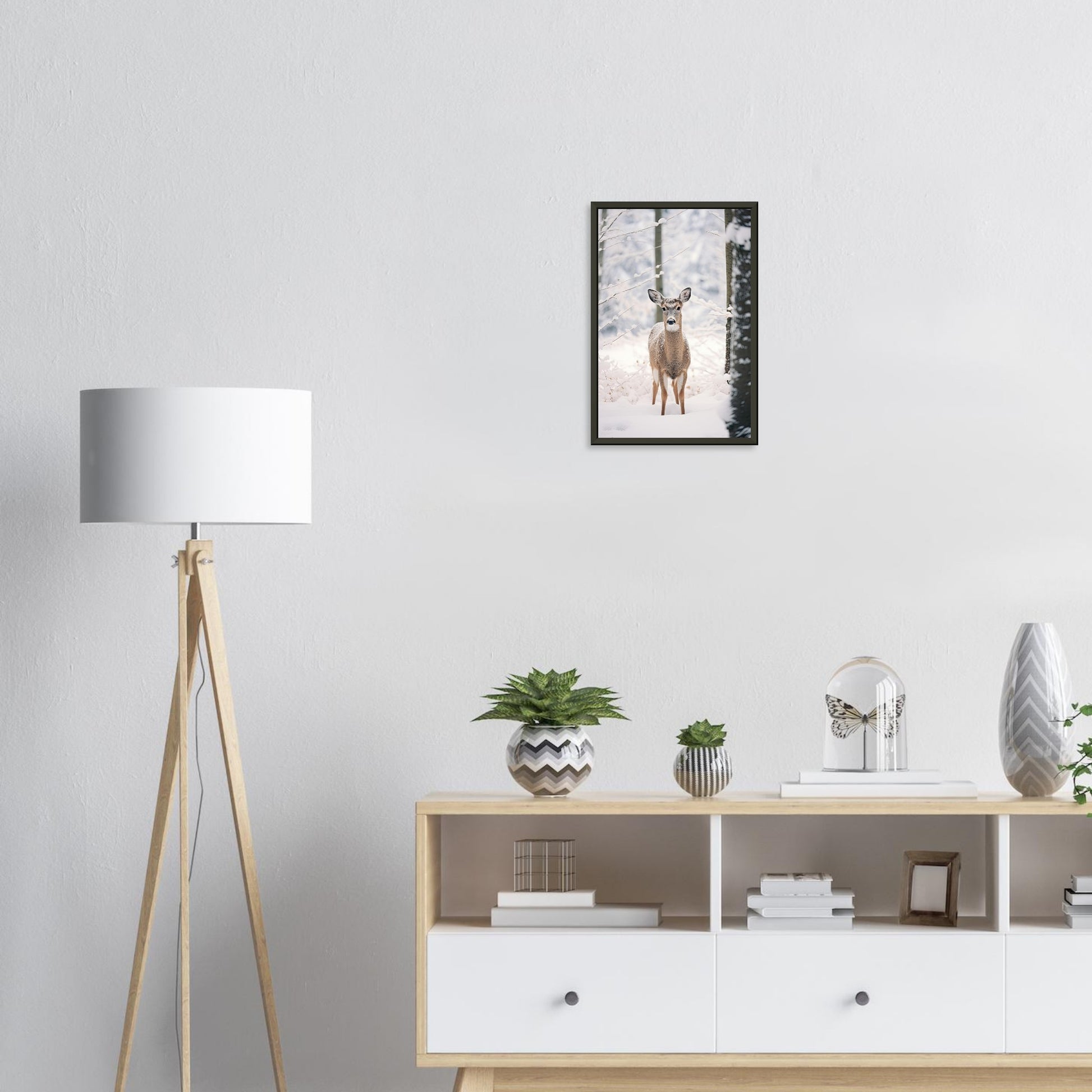 Verschneites Geweih, Poster mit Alurahmen - Stiers Beste