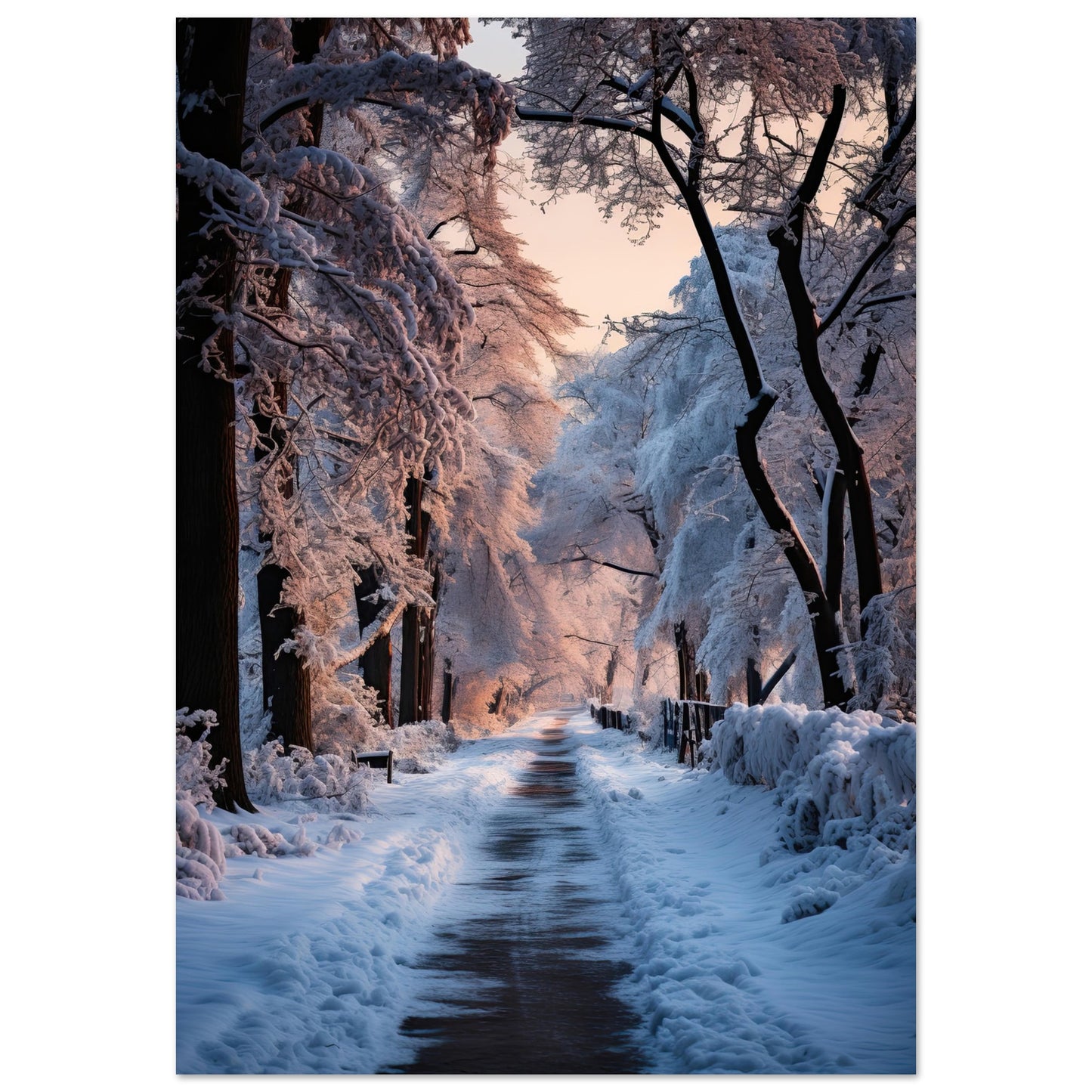 Verschneite Straßenlandschaft, Aluminiumdruck - Stiers Beste