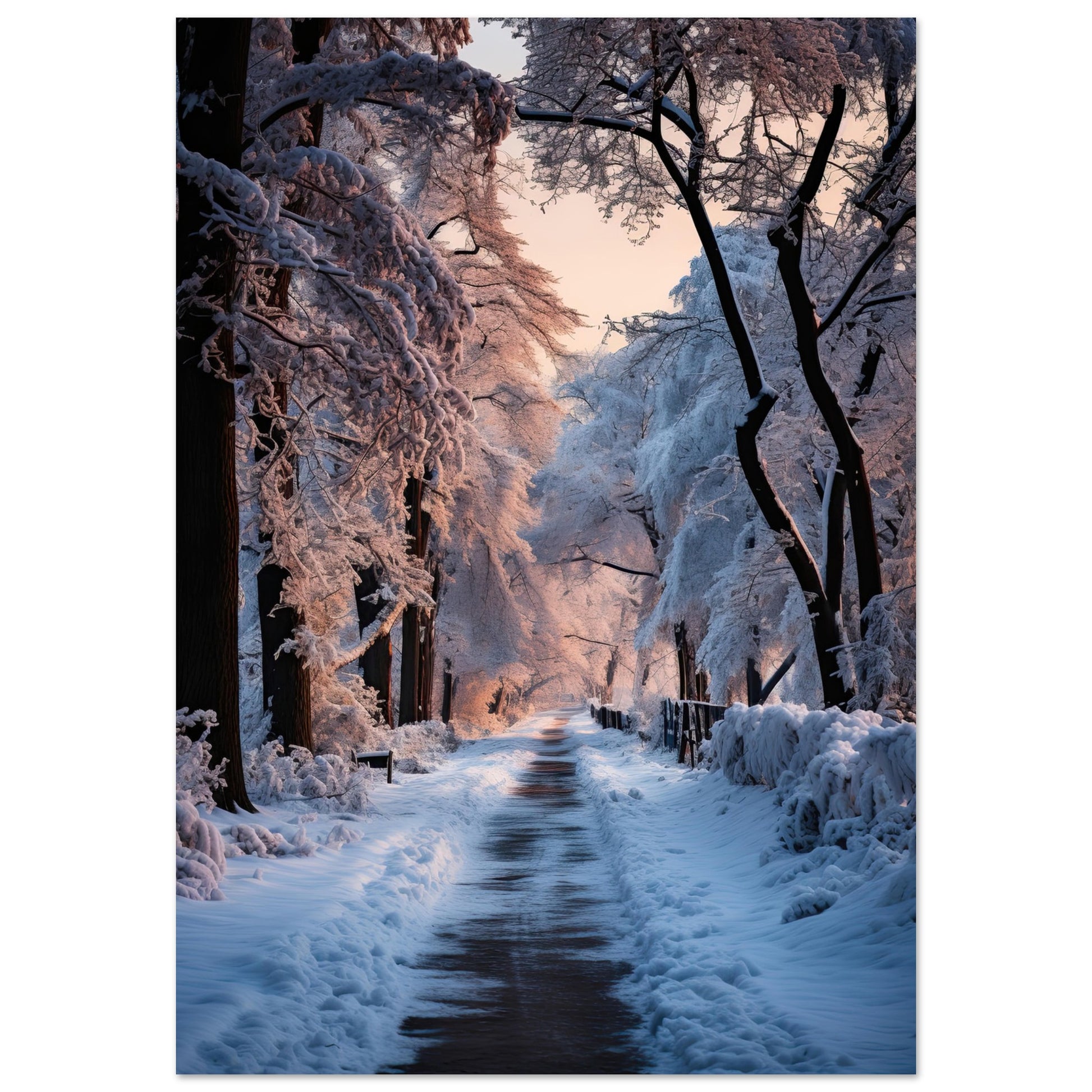 Verschneite Straßenlandschaft, Aluminiumdruck - Stiers Beste