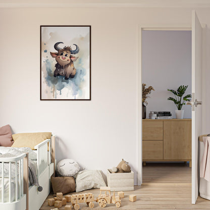 Süßer Stier, Poster mit Holzrahmen - Stiersbeste