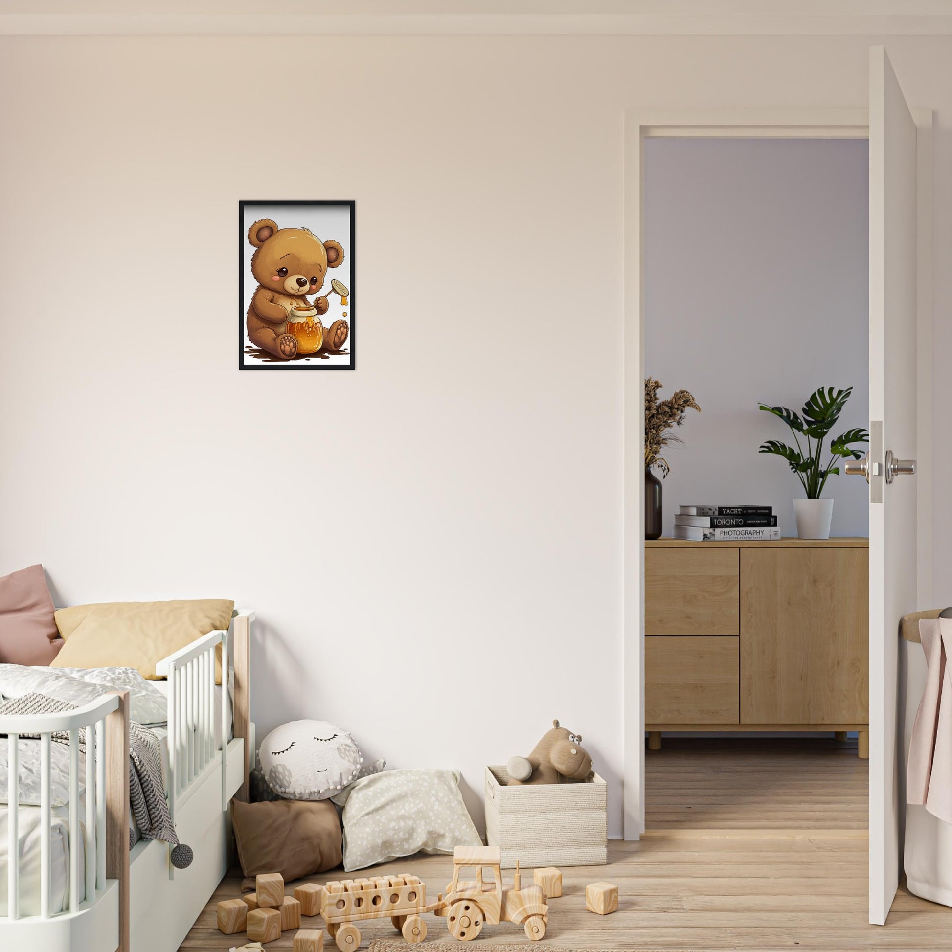 Honigbär, Poster mit Holzrahmen - Stiersbeste