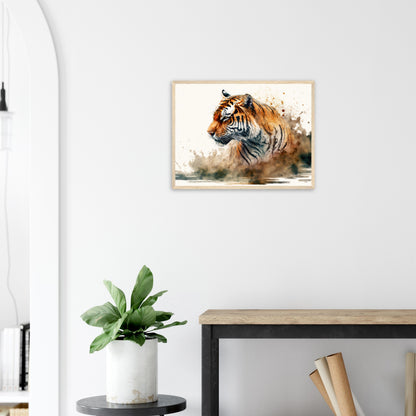 Faszination des Tigers, Poster mit Holzrahmen - Stiersbeste