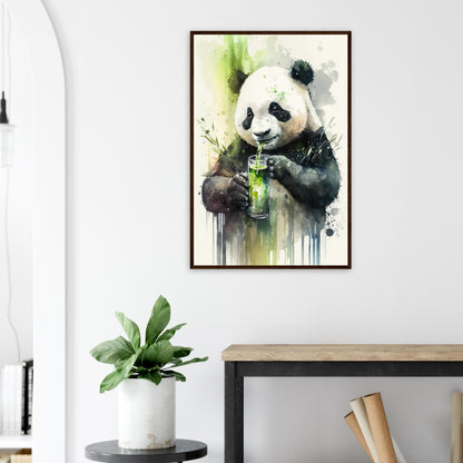 Panda Shake, Poster mit Holzrahmen - Stiersbeste