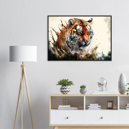 Tiger Splash, Poster mit Holzrahmen - Stiersbeste
