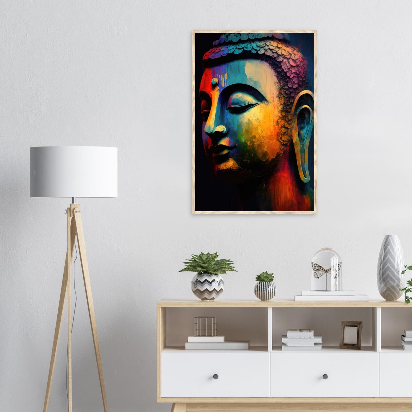 Balance des Buddha, Poster mit Holzrahmen - Stiersbeste