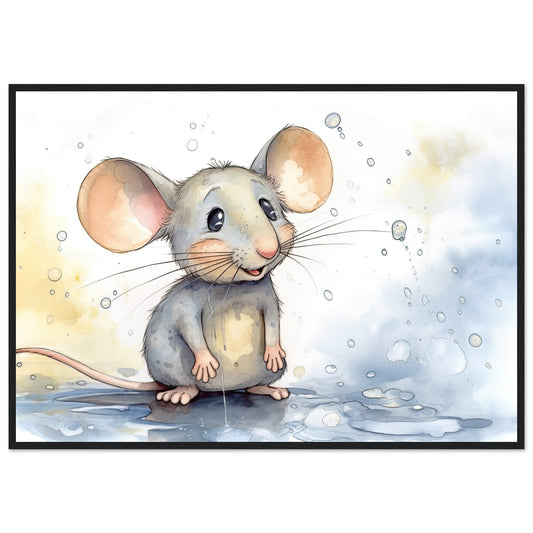 Happy Mouse, Poster mit Holzrahmen - Stiersbeste
