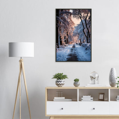 Verschneite Straßenlandschaft, Poster mit Alurahmen - Stiers Beste