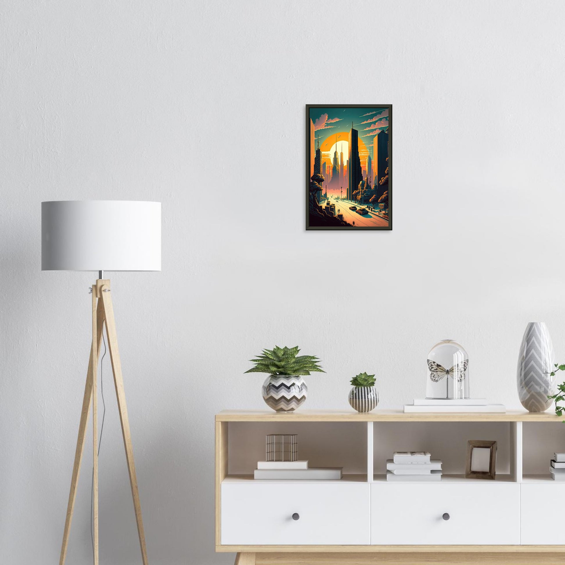 Futuristischer Sunset, Poster mit Alurahmen - Stiersbeste