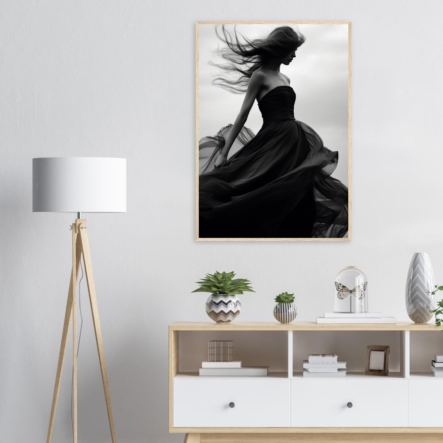 Eleganz im Wind, Poster mit Holzrahmen - Stiers Beste