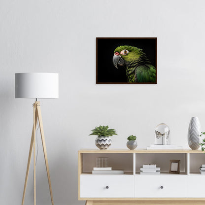 Papagei im Studio, Poster mit Holzrahmen - Stiersbeste