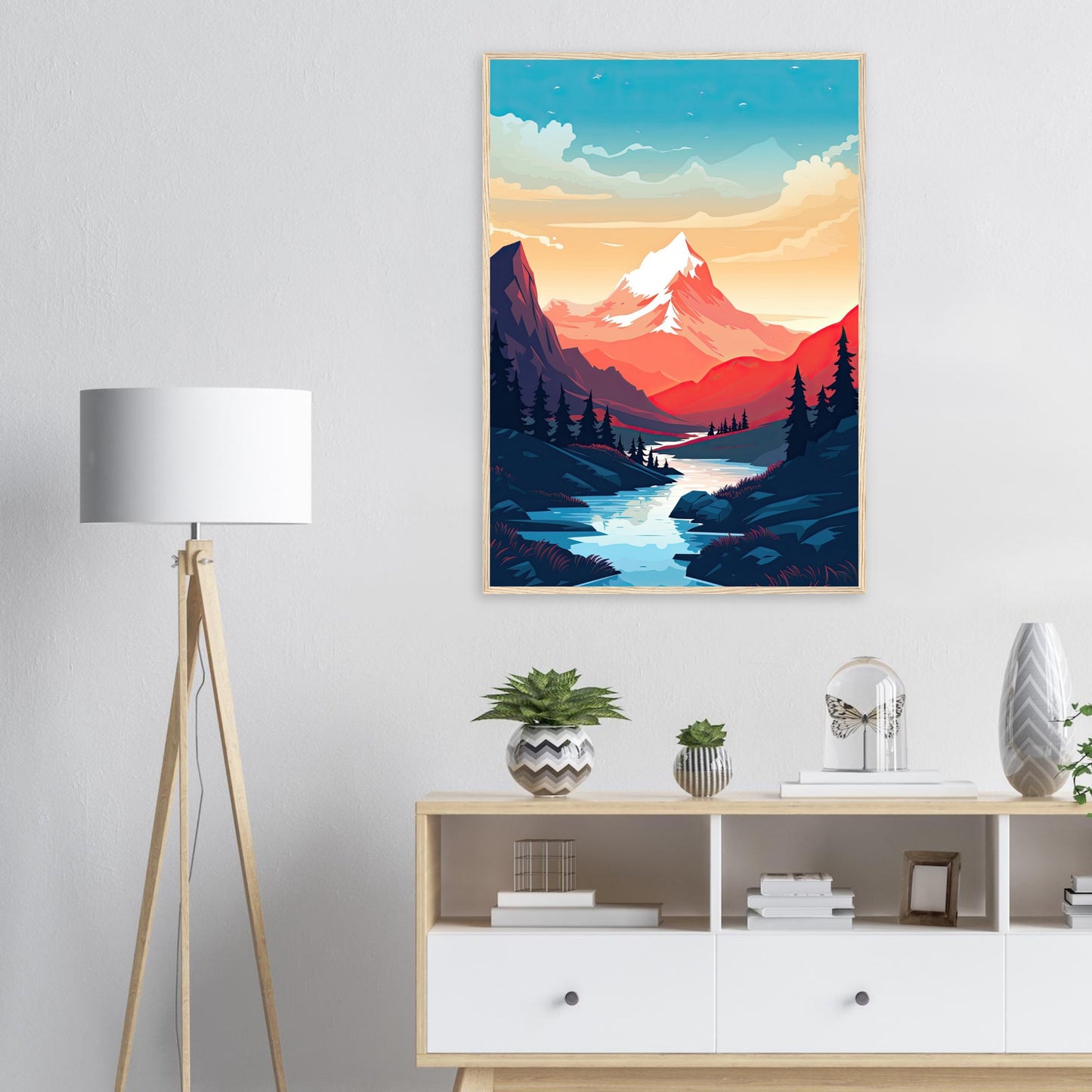 Bergsicht, Poster mit Holzrahmen - Stiers Beste