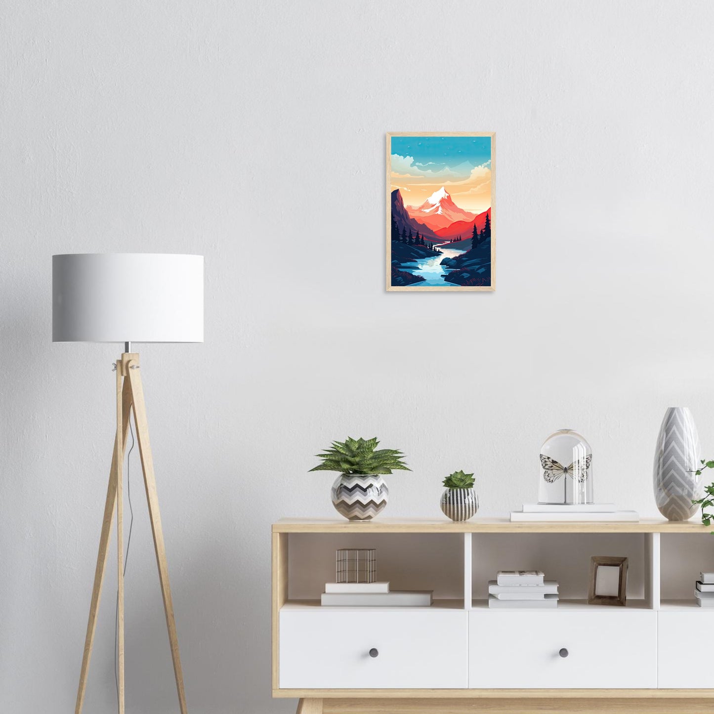 Bergsicht, Poster mit Holzrahmen - Stiers Beste