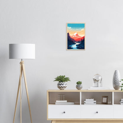 Bergsicht, Poster mit Holzrahmen - Stiers Beste