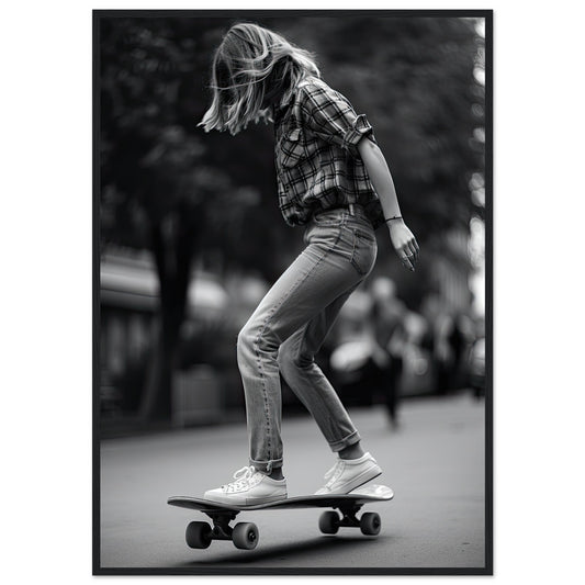 Skater Girl, Poster mit Holzrahmen - Stiersbeste