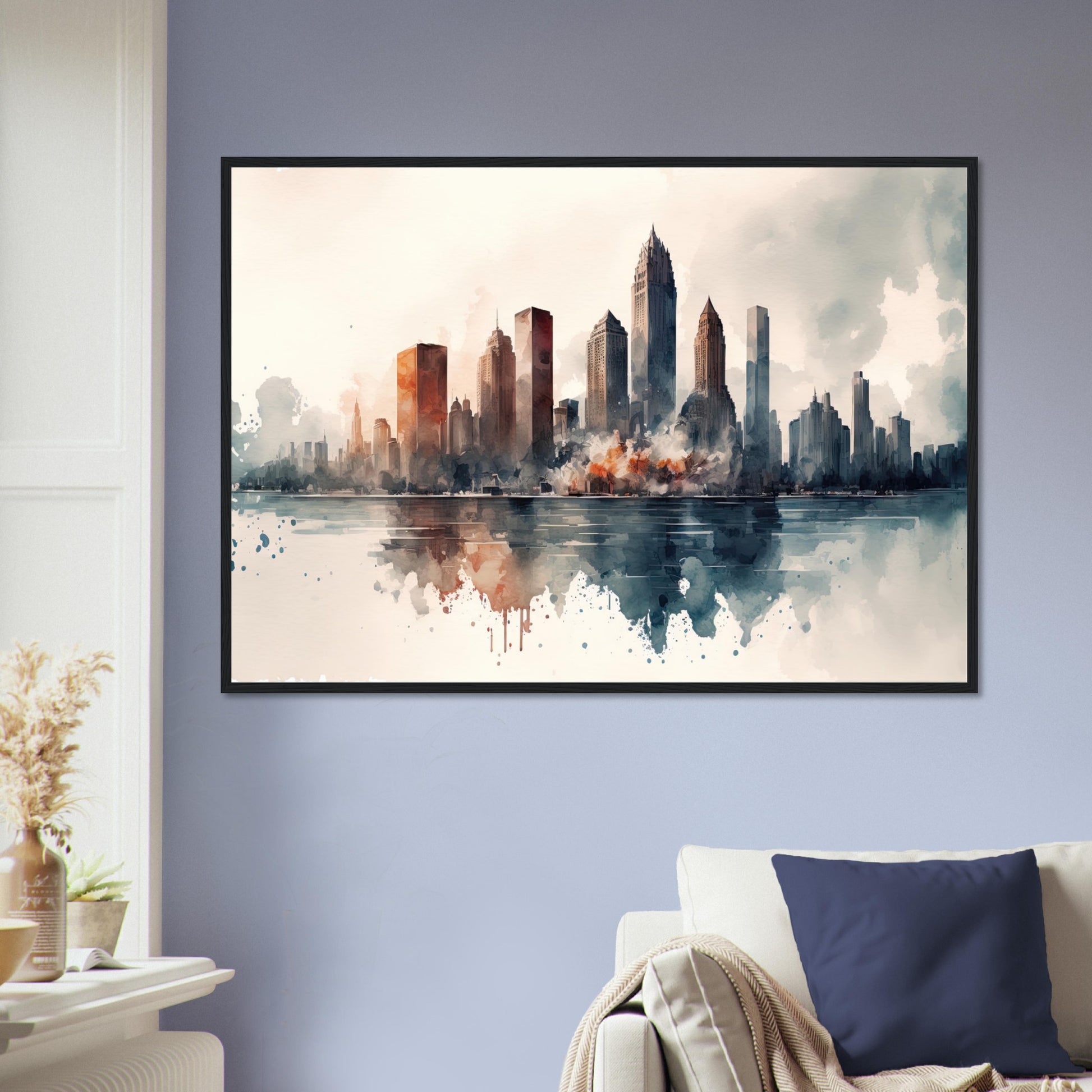 Cloudy Skyline, Poster mit Holzrahmen - Stiersbeste