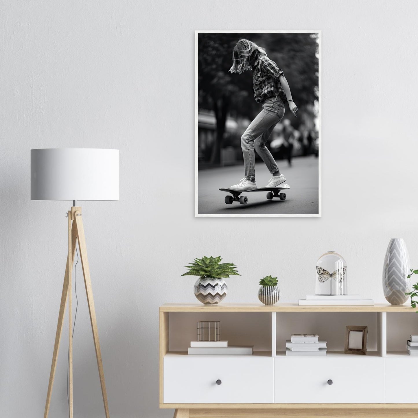 Skater Girl, Poster mit Holzrahmen - Stiersbeste