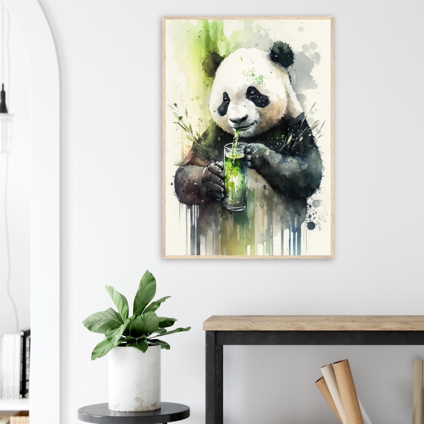 Panda Shake, Poster mit Holzrahmen - Stiersbeste