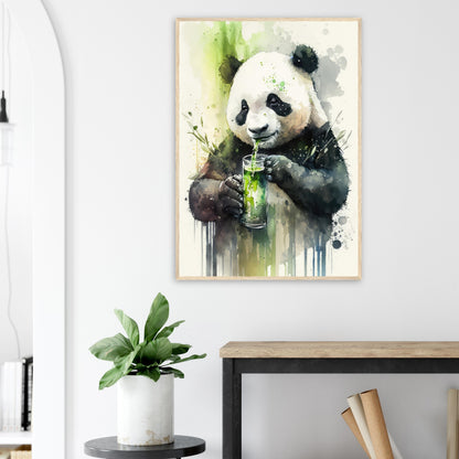 Panda Shake, Poster mit Holzrahmen - Stiersbeste