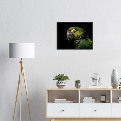 Papagei im Studio, Poster mit Holzrahmen - Stiersbeste