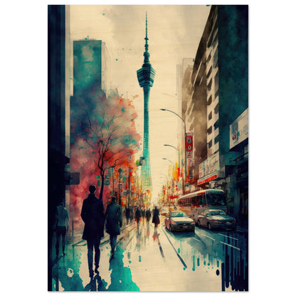 Lauf durch Tokyo, Holzdruck - Stiersbeste