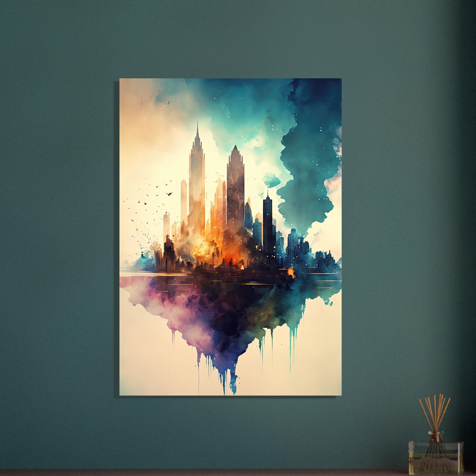 Farbexplosion Skyline, Aluminiumdruck - Stiersbeste