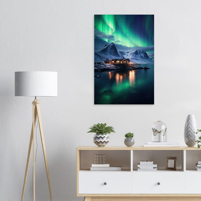 Polarlicht am See, Holzdruck - Stiers Beste